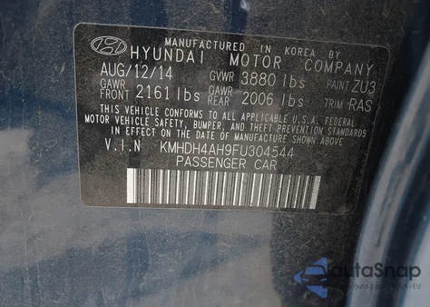 2015 Hyundai Elantra Sport from USA, damaged, VIN KMHDH4AH9FU304544